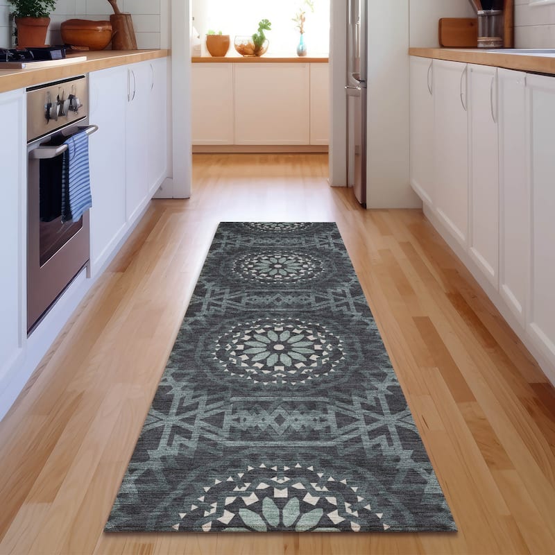 Premium Washable Super Soft Boho Global Mayfield Rug - Charcoal - 2' 3" x 7' 6" - Runner