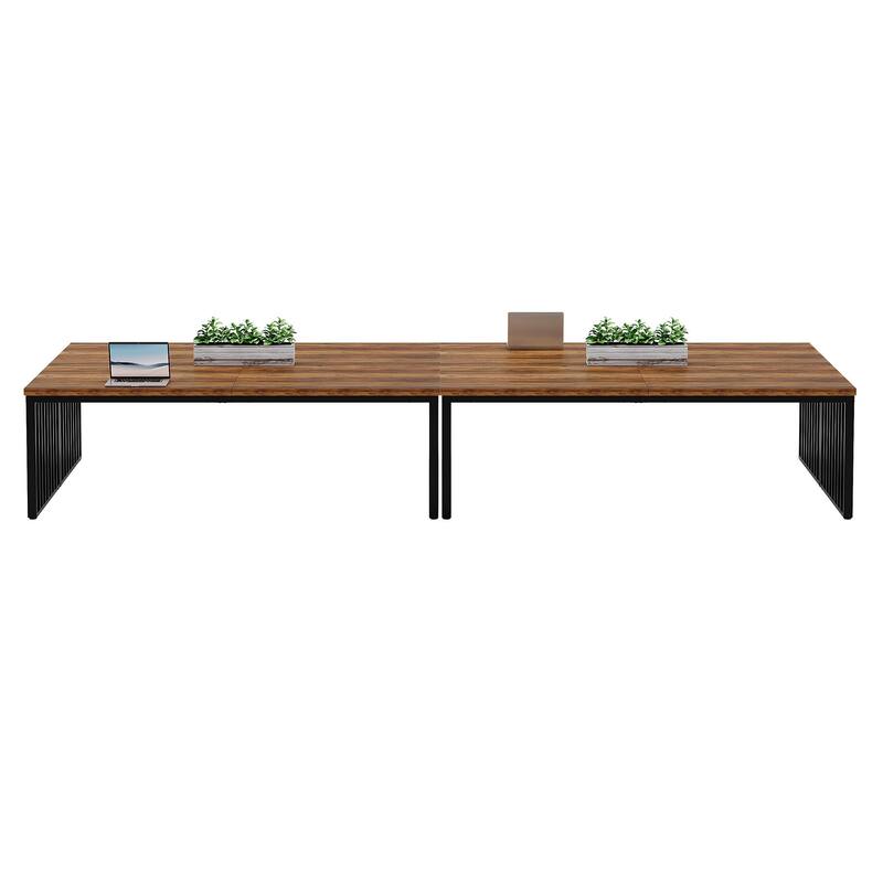Small Conference Room Table for 4, Industiral Long Meeting Table - 2-pieces