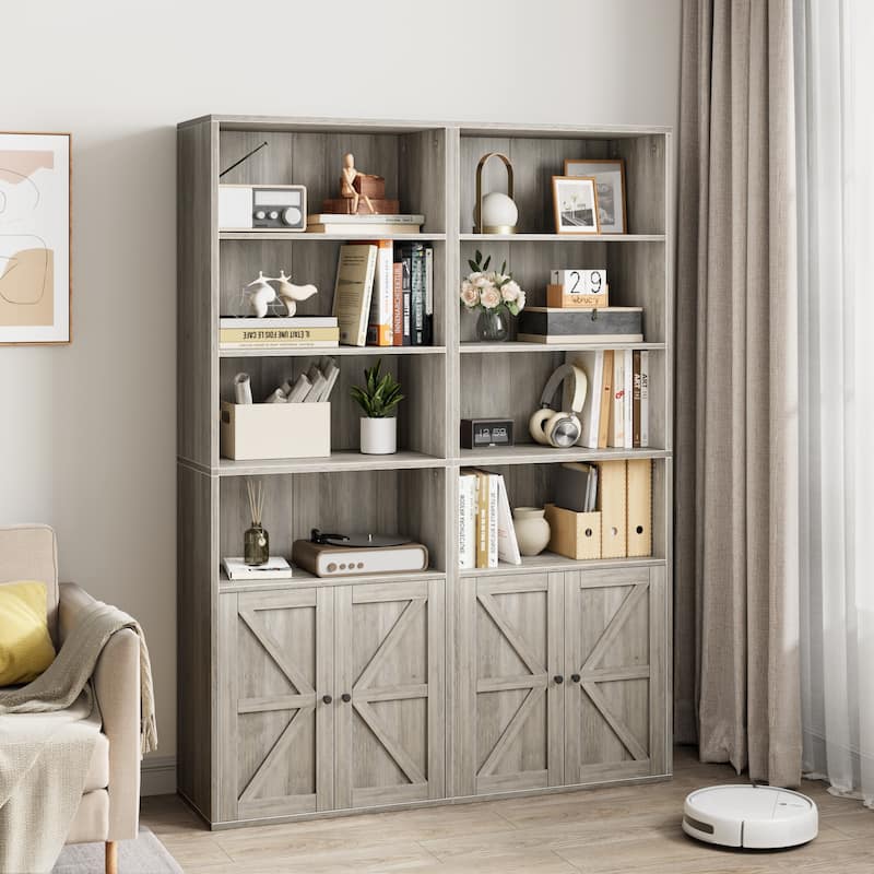 Industrial Tall Bookcases 6 Shelf Display Storage Shelves for Home Office - 11.8"D x 23.62"W x 71.4"H