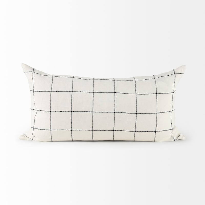 Suzanne White & Black Square Pattern Decorative Pillow Cover
