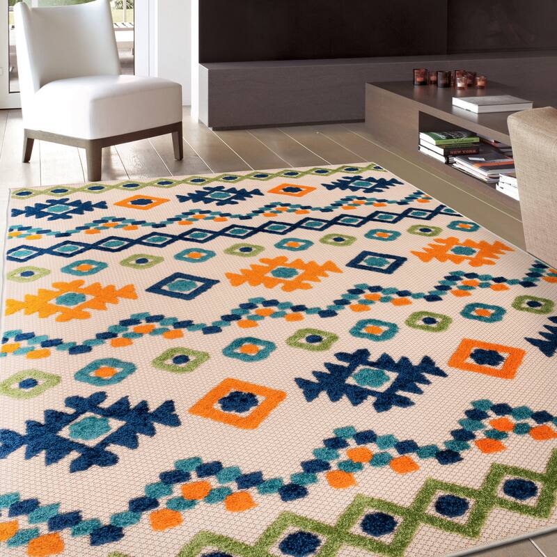 World Rug Gallery Southwestern Geometric Indoor/Outdoor Area Rug