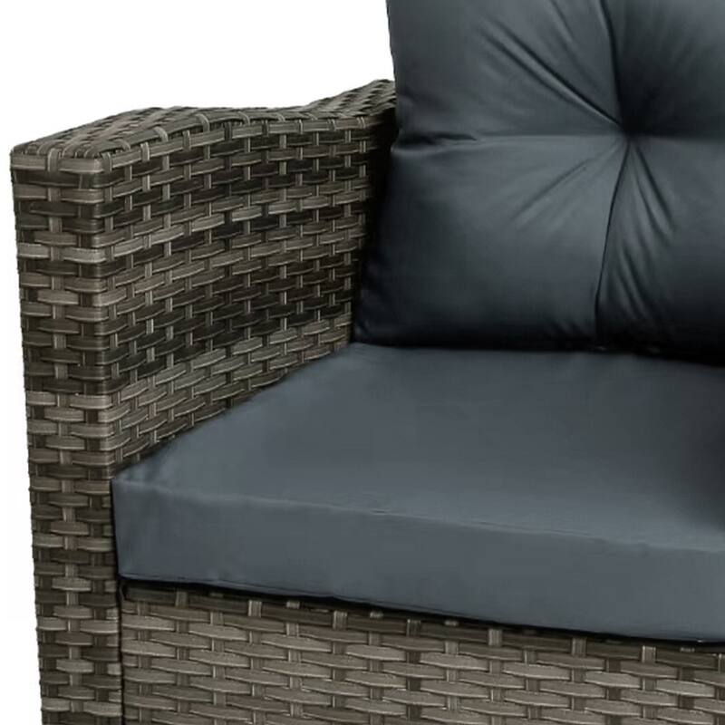 Outdoor 3-piece Swivel Chair Cushioned Rattan Conversation Set