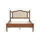 preview thumbnail 4 of 18, Wood Platform Bed with Natural Rattan Headboard, Minimalist Design for Bedroom