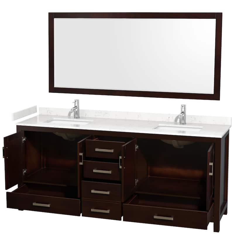 Wyndham Collection Sheffield 80" Double Bathroom Vanity, Carrara