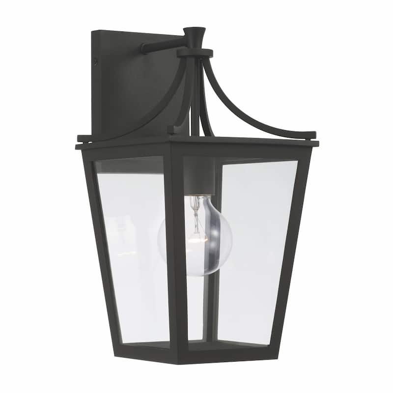 Adair Black Outdoor Wall Lantern w/ Clear Glass - 1-light/14.25"H x 7.5"W