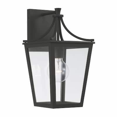 Adair Black Outdoor Wall Lantern w/ Clear Glass