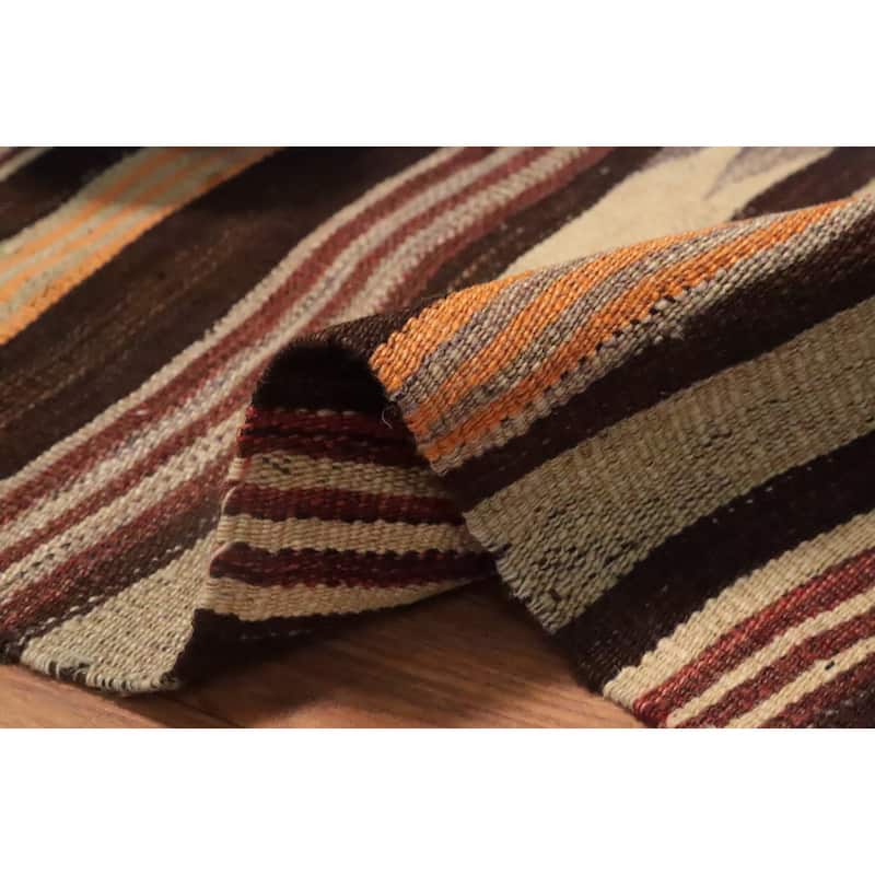 Hand Woven Oriental 100% Wool Carpet Southwestern Tribal Brown Kilim Area Rug - 7' 11'' X 4' 9''