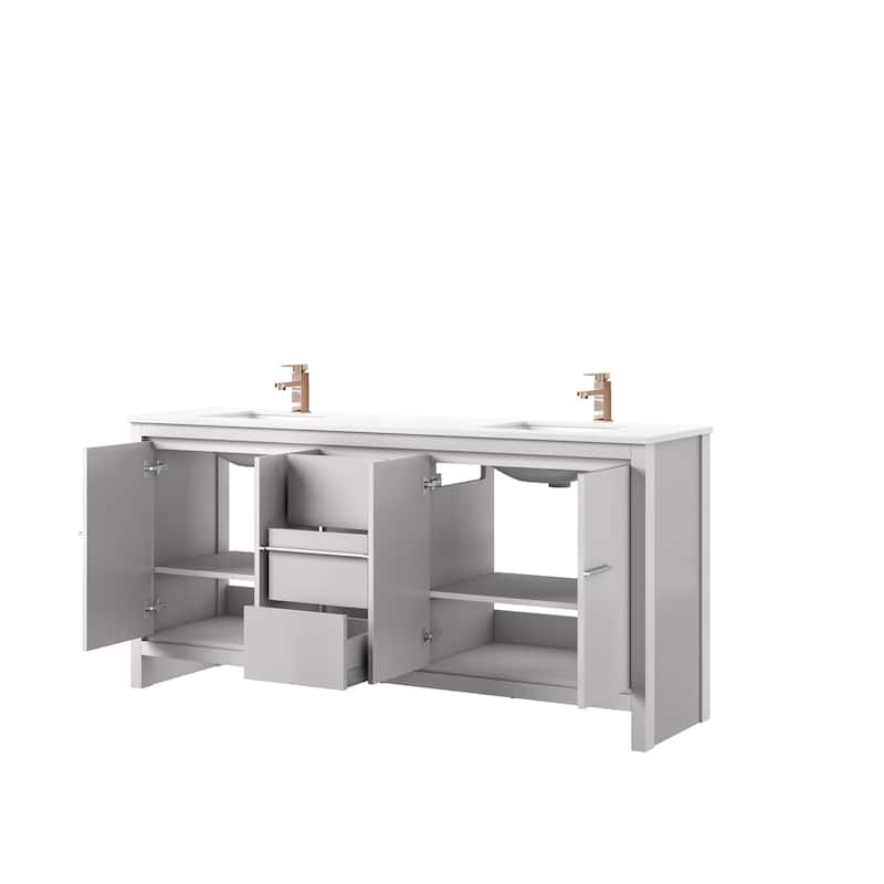 Lafarre Bath Vanity Cultured Marble Top, Sink and Rose Gold Faucet