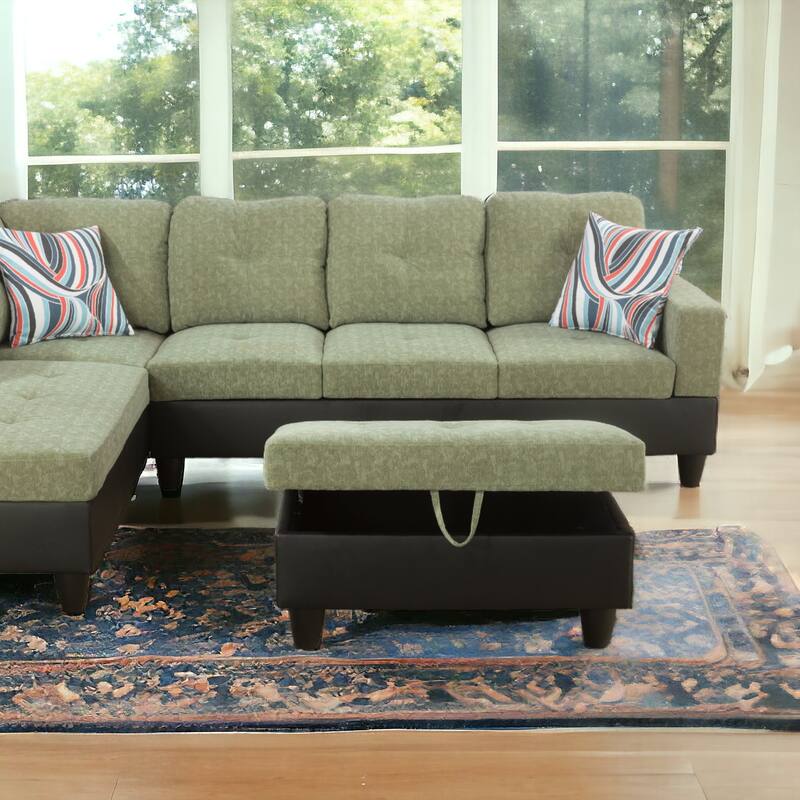 KISRAIS 34" Wide Upholstered Storage Ottoman
