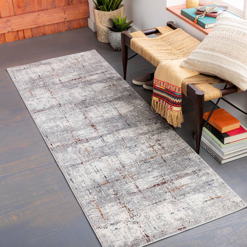 Artistic Weavers Risso Modern Industrial Stripe Area Rug - 5'3" x 7'3" - Grey/Orange