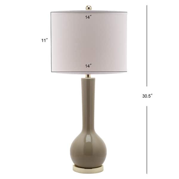 SAFAVIEH Lighting 31-inch Mae Long Neck Ceramic Taupe Table Lamp (Set of 2) - 14"x14"x30.5"