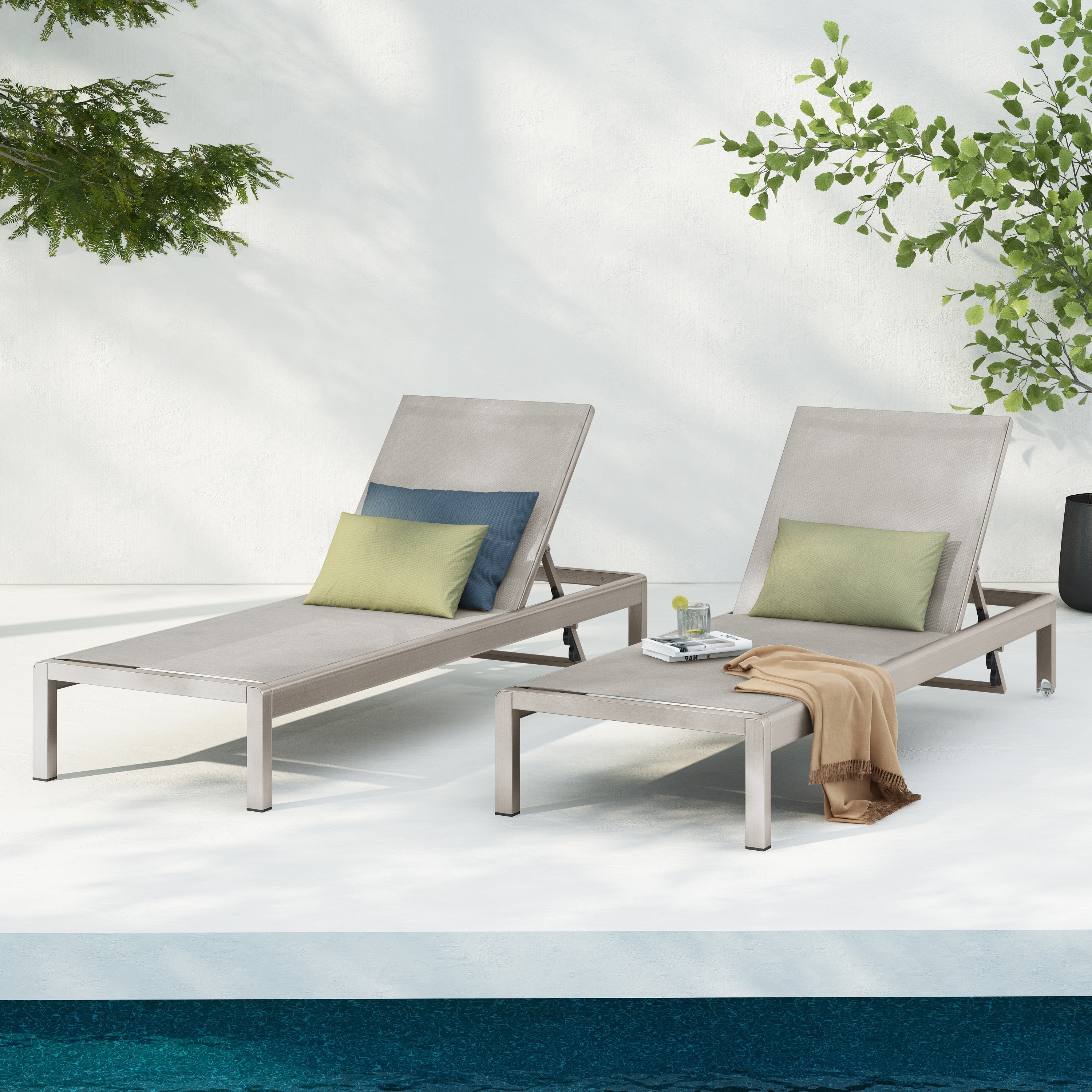 Cape Coral Mesh Chaise Lounges (Set of 2) by Christopher Knight Home