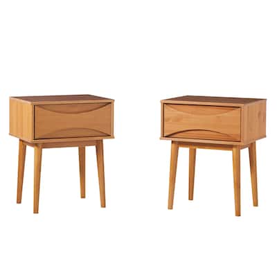 Middlebrook Designs Mid-Century Curved-Drawer Nightstand (Set of 2)