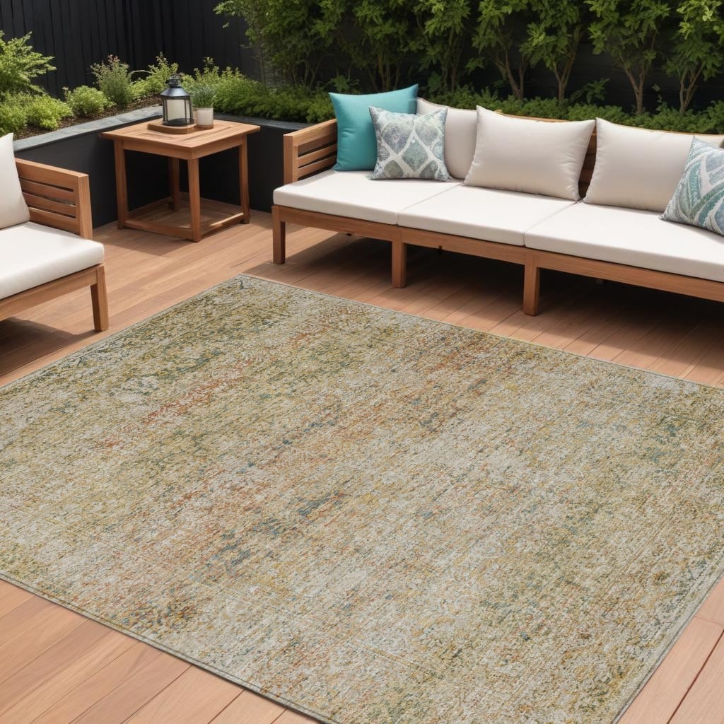 HomeRoots Abstract Traditional Rectangle Outdoor Rug