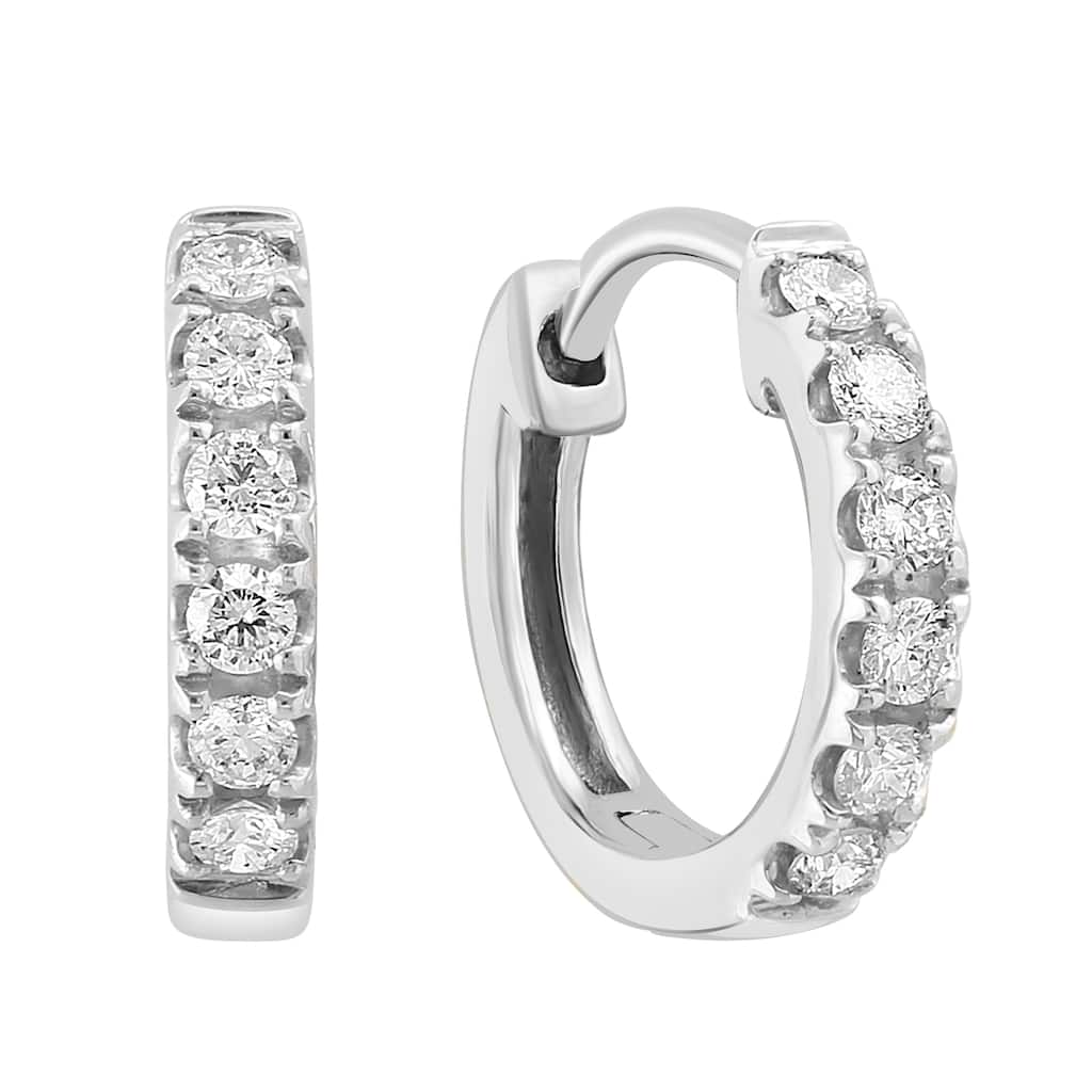 Effy Women's 14k White Gold Pave Diamond Hoop Earrings