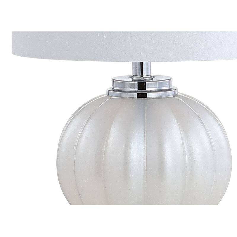 Dana 17.5" Glass/Crystal LED Table Lamp, White/Chrome by JONATHAN Y
