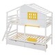 preview thumbnail 19 of 23, Playhouse-inspired Style Twin over Twin Bunk Bed with 2 Drawers, 1 Storage Box, 1 Shelf, Window and Roof-Gray