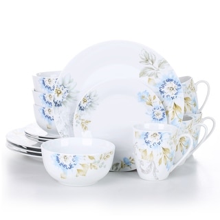 Shop 16 Piece White Pattern Porcelain Dinnerware Plates And Bowls
