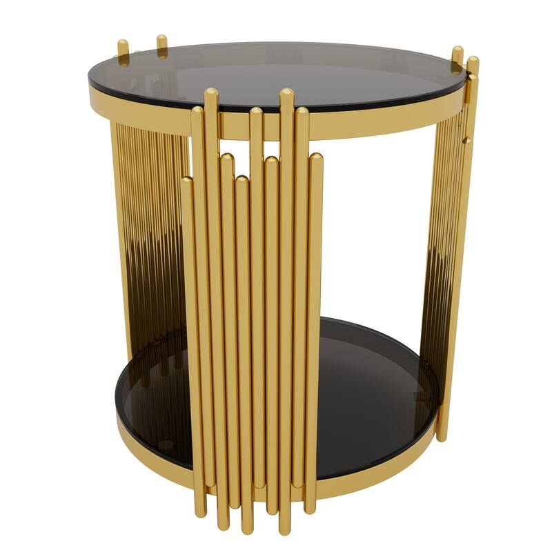 Glass Coffee Table Set of 3, Includes 1 Coffee Table & 2 End Tables, Luxury Living Room Table Set with Glass Top and Lower Shelf