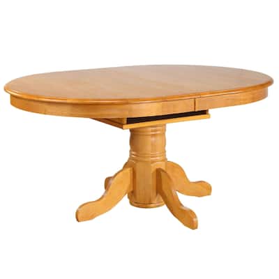 Extendable Dining Table - Oval Pedestal Table, 66" Dining Table, Butterfly Leaf Table, Seats 6 - 66