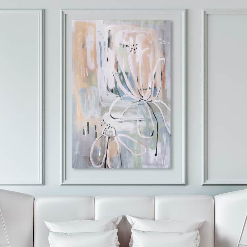 Wynwood Studio Canvas Abstract Floral Pastel Shower Gray and Modern & Contemporary Wall Art Canvas Print - 45 x 30