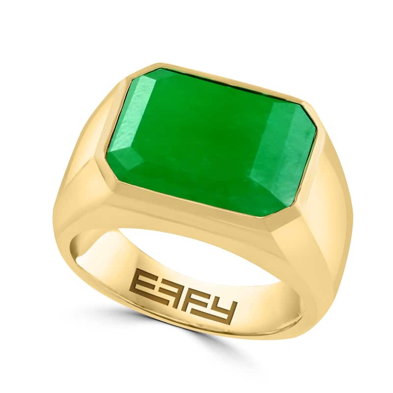EFFY Men's Gold-Plated 925 Sterling Silver Green Onyx Ring