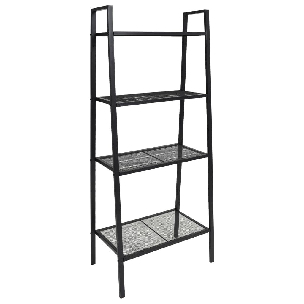 vidaXL Ladder Bookcase 4 Tiers Metal Black - 24.4"x14"x58.3"