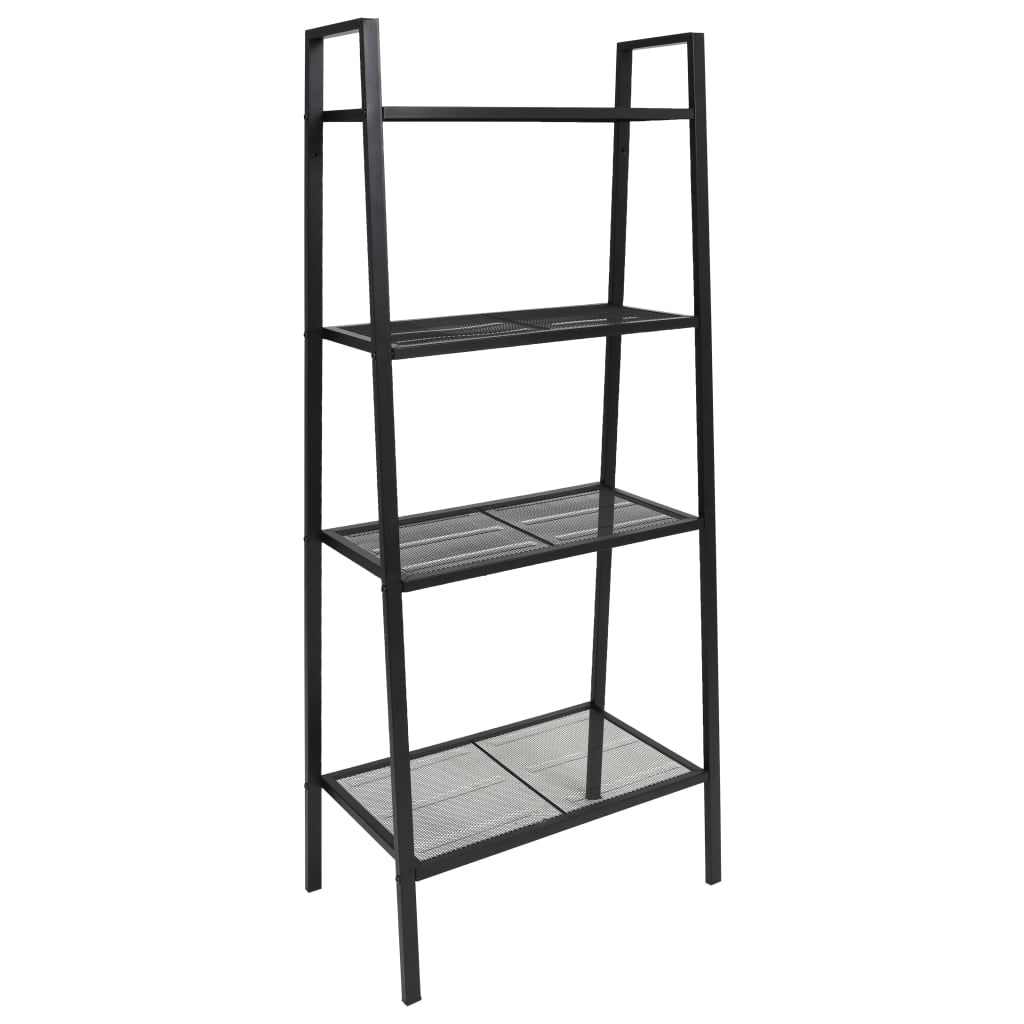 vidaXL Ladder Bookcase 4 Tiers Metal Black - 24.4"x14"x58.3"
