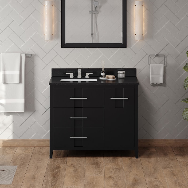 Jeffrey Alexander VKITKAT42R-GRANITE Katara 42" Free Standing Vanity - Black / Black - Anthracite Finish