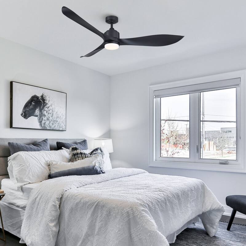 66" Classic Black/ Brown ABS Propeller LED Ceiling Fan with Light and Remote