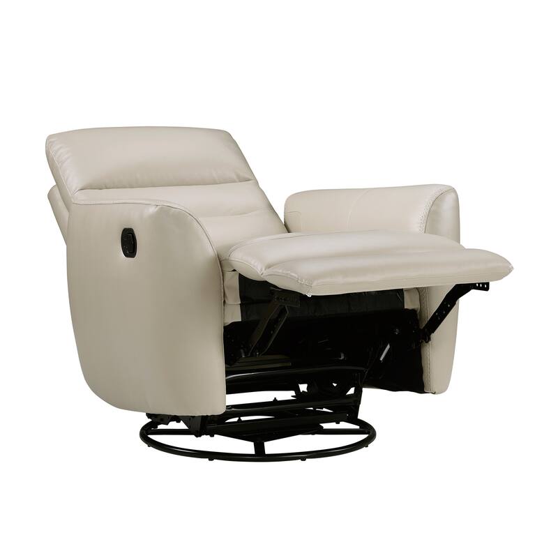 Cillian 35.5" Leather Swivel Glider Recliner - 360-Degree Metal Swivel