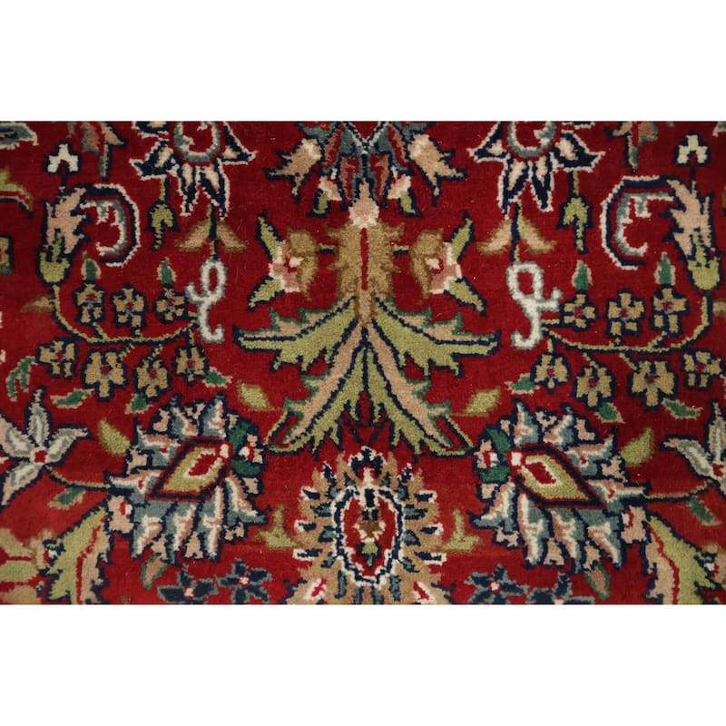 Hand Knotted Oriental 100% Wool Carpet Traditional Traditional Red Kashan Area Rug - 9' 11'' X 7' 11''