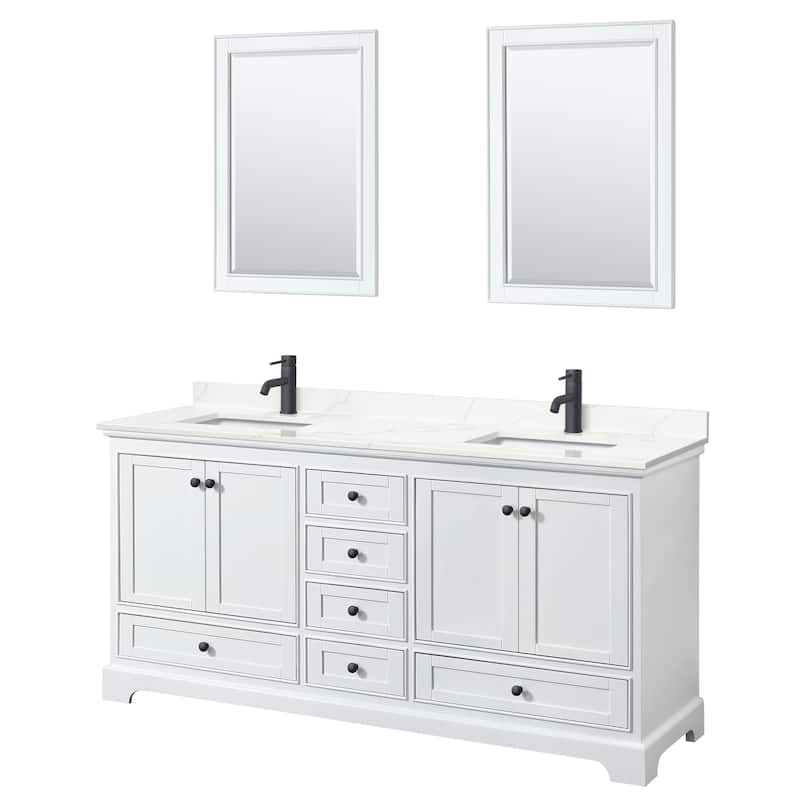 Deborah 72-inch Double Vanity, Quartz Top, 24-inch Mirrors