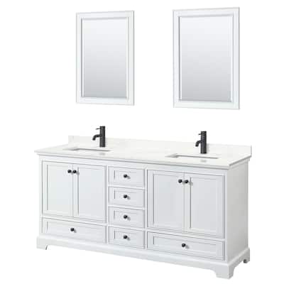 Deborah 72-inch Double Vanity, Quartz Top, 24-inch Mirrors