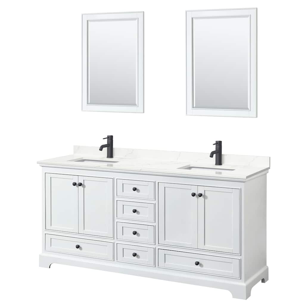 Deborah 72-inch Double Vanity, Quartz Top, 24-inch Mirrors