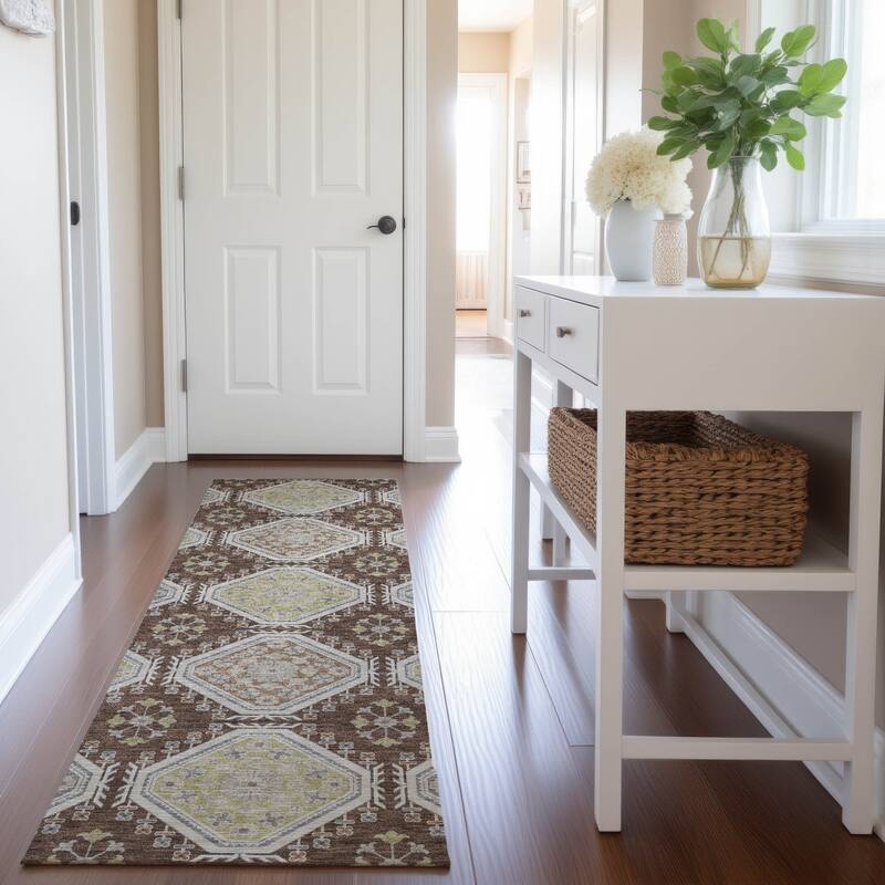 Premium Washable Super Soft Global Modern Mayfield Rug - Chocolate - 2'3" x 7'6"