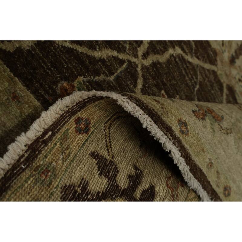 Hand Knotted Oriental 100% Wool Carpet Transitional Floral Brown Oushak Area Rug - 6' 0'' X 4' 1''