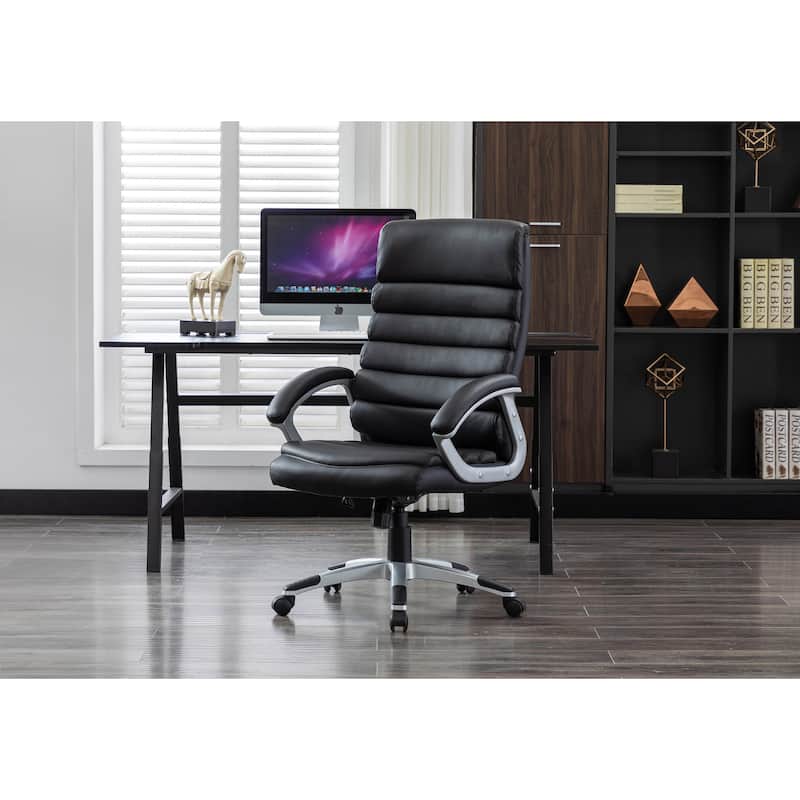 Porthos Home Neils Executive Office Chair, PU Leather, Roller Wheels