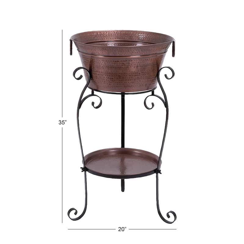 Metal Scroll Ice Bucket - Copper - Roche River Decor - 20"W x 20"L x 35"H