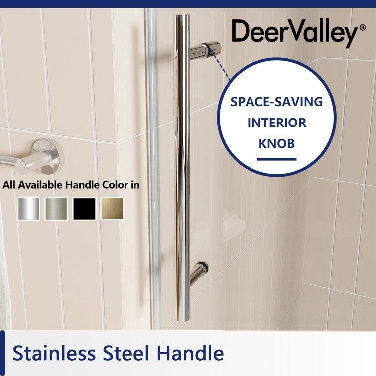 DeerValley Concord 56" - 60" W x 76" H Single Sliding Frameless Shower Door