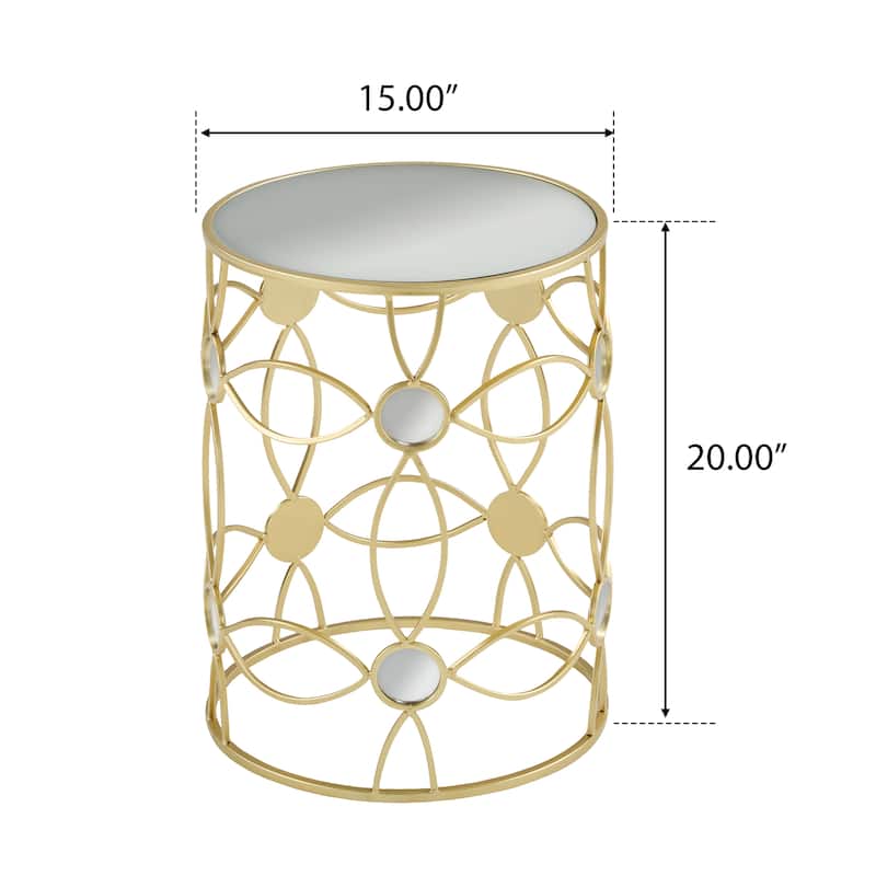Modern Glass Top Side Table with Decorative Frame