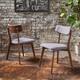 Chazz Mid Century Fabric Dining Chairs (Set of 2) by Christopher Knight Home - Dark Grey + Natural Walnut