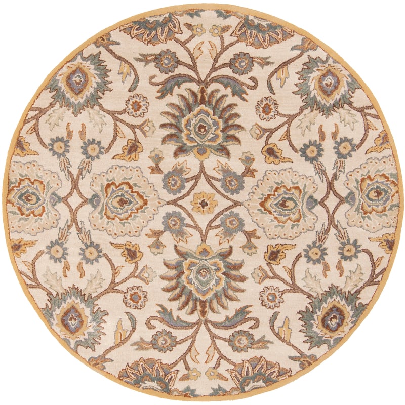 Hand-tufted Coliseum Beige Floral Wool Area Rug (8' x 11')