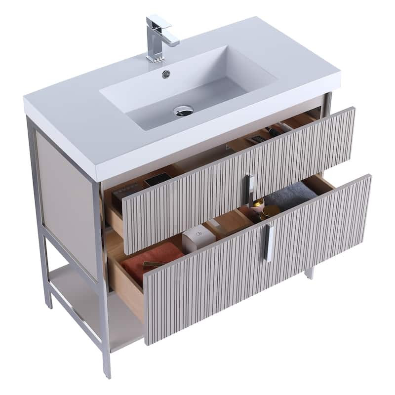 Fine Fixtures Serenity Modern Bathroom Vanity with White Gel Acrylic Top
