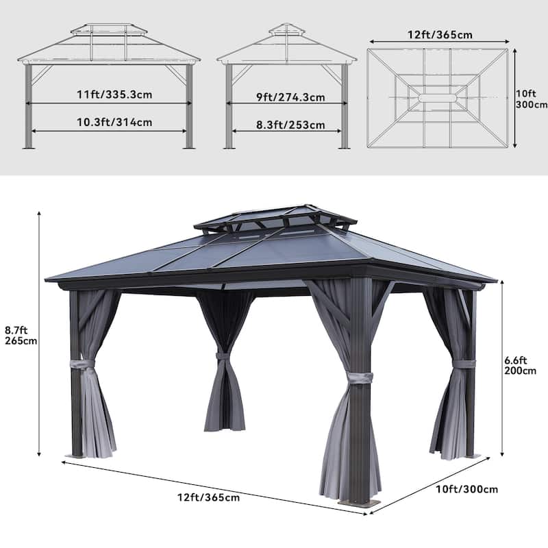 Outdoor Metal Patio Gazebo With Curtains