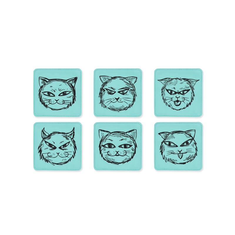 Cute Cat Coasters for drinks Coaster set with holder-Birthday,Wedding,Valentines