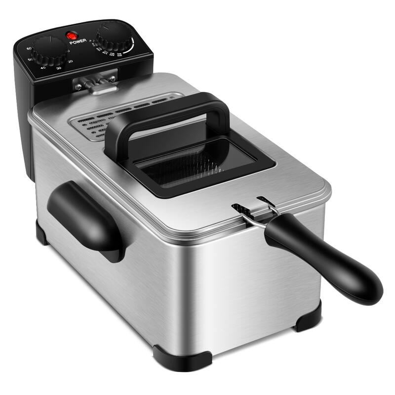 Costway Electric Deep Fryer 3.2/5.3 QT/12/21-Cup Stainless Steel 1700W
