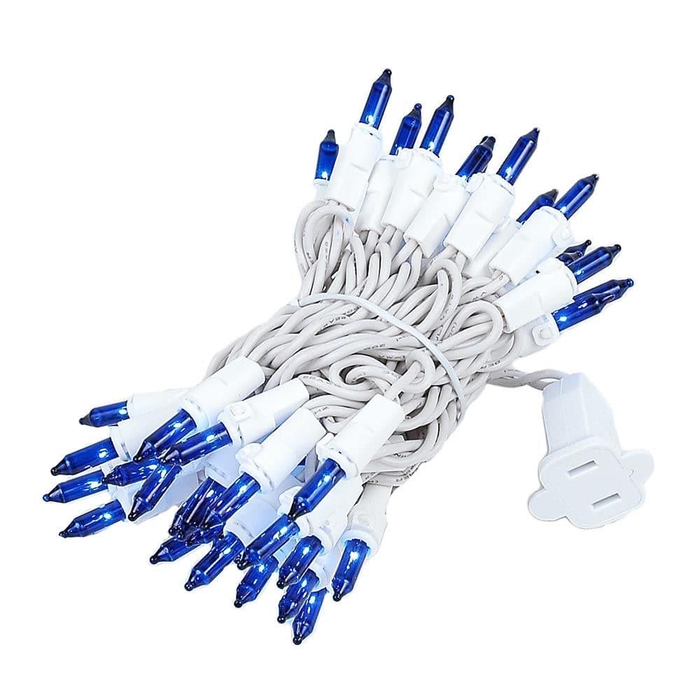 50 Light Christmas Mini Light Set, White Wire, 11' Long