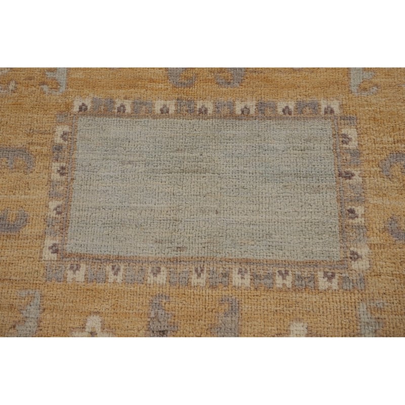 Vegetable Dye Oushak Turkish Rug Hand-Knotted Grey Wool Carpet - 8'2"x 10'1"