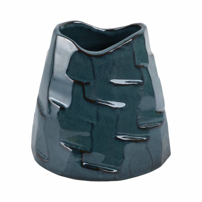 Terracotta Vase with Sculpted Texture Design Modern Decorative Accent - 6.5" x 6.5" x 6"